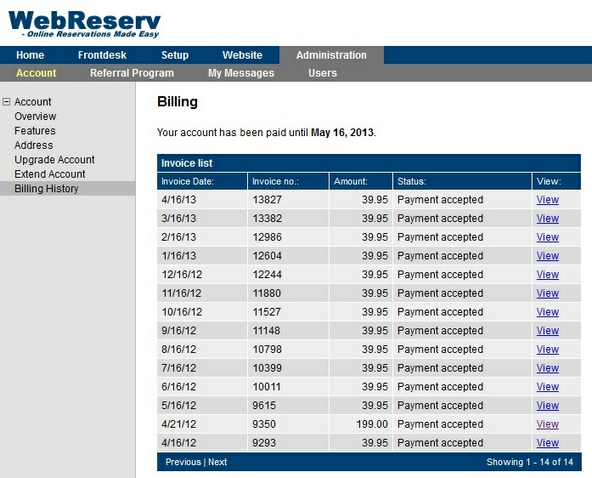 Billing History